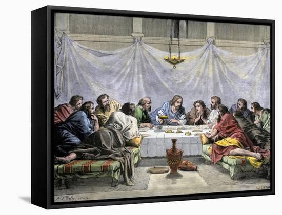 Jesus Offering the Disciples Wine at the Last Supper-null-Framed Stretched Canvas