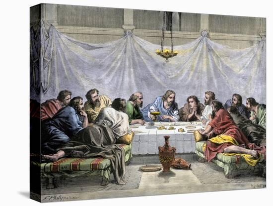 Jesus Offering the Disciples Wine at the Last Supper-null-Stretched Canvas