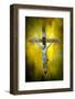 Jesus on Cross with Fiery Textured Background-Sheila Haddad-Framed Photographic Print
