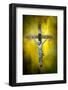 Jesus on Cross with Fiery Textured Background-Sheila Haddad-Framed Photographic Print