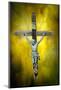 Jesus on Cross with Fiery Textured Background-Sheila Haddad-Mounted Photographic Print