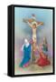 Jesus on the Cross, Three Woman Praying at His Feet Resurrection-Christo Monti-Framed Stretched Canvas
