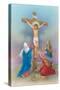 Jesus on the Cross, Three Woman Praying at His Feet Resurrection-Christo Monti-Stretched Canvas