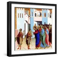 Jesus Opens the Eyes of the Man Born Blind, 1311-Duccio di Buoninsegna-Framed Giclee Print