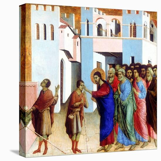 Jesus Opens the Eyes of the Man Born Blind, 1311-Duccio di Buoninsegna-Stretched Canvas