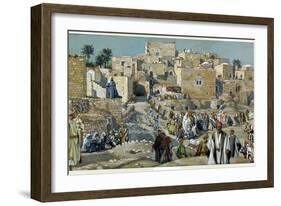 Jesus Passing Through the Villages on His Way to Jerusalem-James Tissot-Framed Giclee Print
