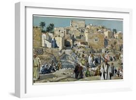 Jesus Passing Through the Villages on His Way to Jerusalem-James Tissot-Framed Giclee Print