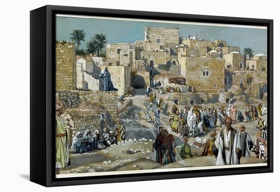 Jesus Passing Through the Villages on His Way to Jerusalem-James Tissot-Framed Stretched Canvas