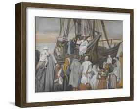 Jesus Preaches in a Ship from 'The Life of Our Lord Jesus Christ'-James Jacques Joseph Tissot-Framed Giclee Print