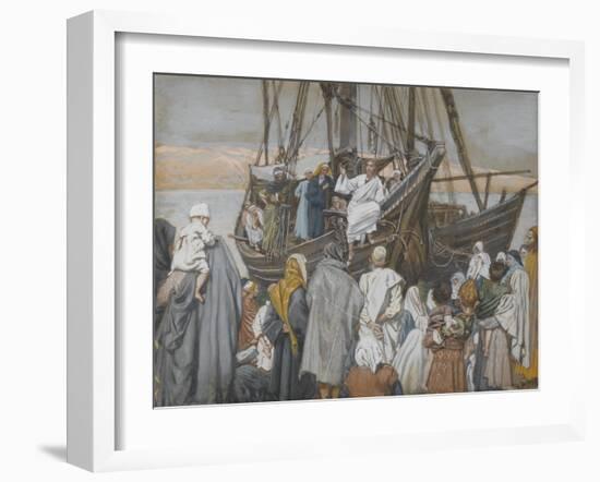 Jesus Preaches in a Ship from 'The Life of Our Lord Jesus Christ'-James Jacques Joseph Tissot-Framed Giclee Print