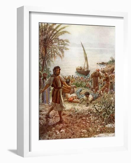 Jesus preaches The Parable of the Sower - Bible-William Brassey Hole-Framed Giclee Print