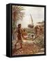 Jesus preaches The Parable of the Sower - Bible-William Brassey Hole-Framed Stretched Canvas