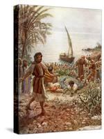 Jesus preaches The Parable of the Sower - Bible-William Brassey Hole-Stretched Canvas