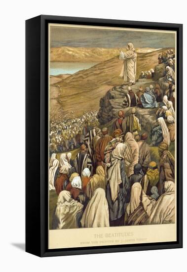 Jesus Preaches the Sermon on the Mount-James Tissot-Framed Stretched Canvas