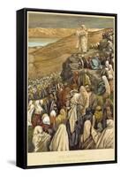 Jesus Preaches the Sermon on the Mount-James Tissot-Framed Stretched Canvas