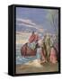 Jesus Preaching in the Sea of Galilee-Gustave Dore-Framed Stretched Canvas