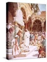 Jesus Preaching in the Temple-William Brassey Hole-Stretched Canvas