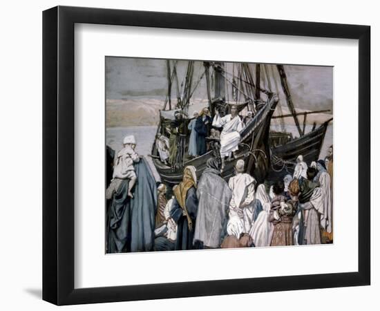 Jesus Preaching on a Boat-James Tissot-Framed Giclee Print