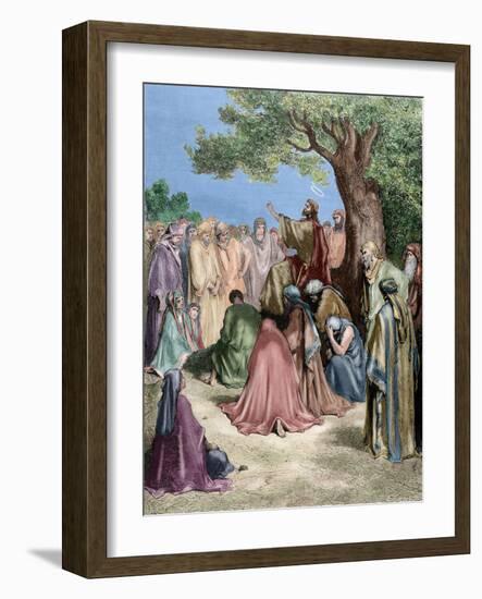 Jesus Preaching to the Crowd-null-Framed Giclee Print