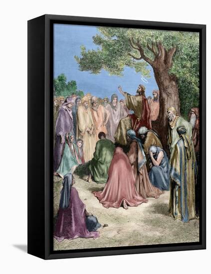 Jesus Preaching to the Crowd-null-Framed Stretched Canvas