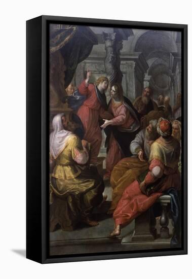 Jesus Preaching to The Doctors-Giovanni Andrea Ansaldo-Framed Stretched Canvas