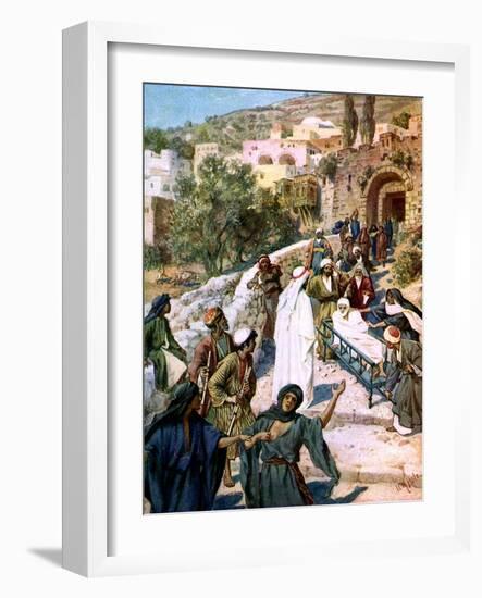 Jesus raises the son of the widow of Nain - Bible-William Brassey Hole-Framed Giclee Print