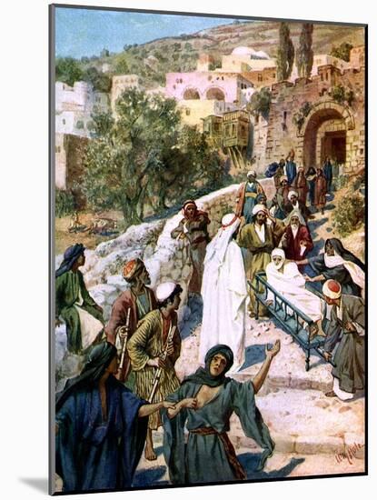 Jesus raises the son of the widow of Nain - Bible-William Brassey Hole-Mounted Giclee Print