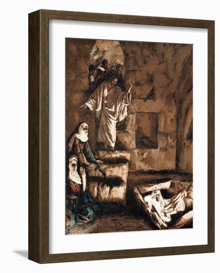 Jesus Raising Lazarus from the Tomb, 1897-James Jacques Joseph Tissot-Framed Giclee Print