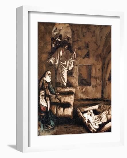 Jesus Raising Lazarus from the Tomb, 1897-James Jacques Joseph Tissot-Framed Giclee Print