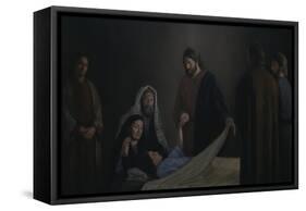 Jesus Raising the Daughter of Jairus-David Lindsley-Framed Stretched Canvas