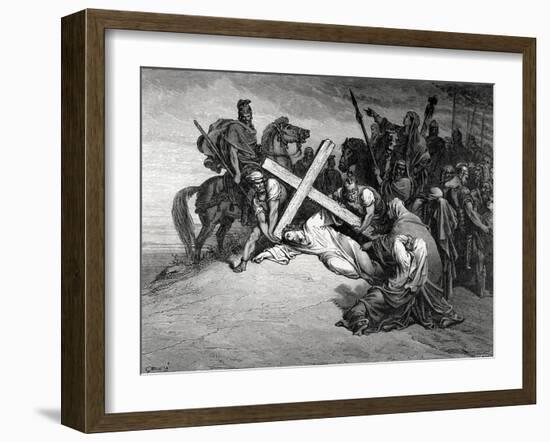 Jesus Reaches the Top of Calvary, Engraving, 19th Century-null-Framed Giclee Print