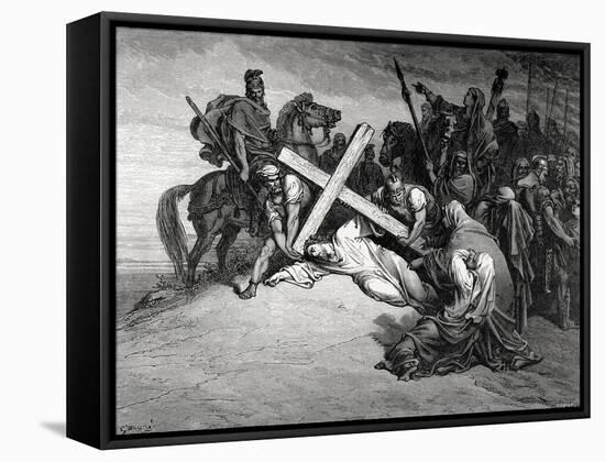 Jesus Reaches the Top of Calvary, Engraving, 19th Century-null-Framed Stretched Canvas