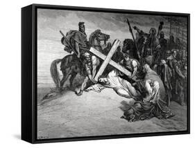 Jesus Reaches the Top of Calvary, Engraving, 19th Century-null-Framed Stretched Canvas