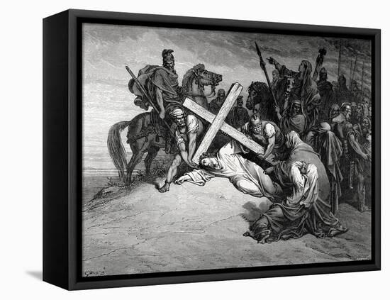 Jesus Reaches the Top of Calvary, Engraving, 19th Century-null-Framed Stretched Canvas