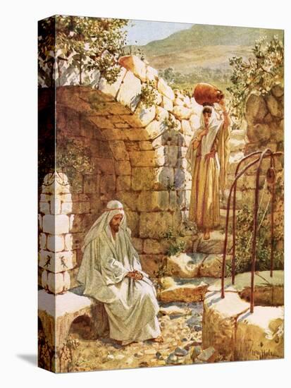 Jesus Resting by Jacob's Well-William Brassey Hole-Stretched Canvas