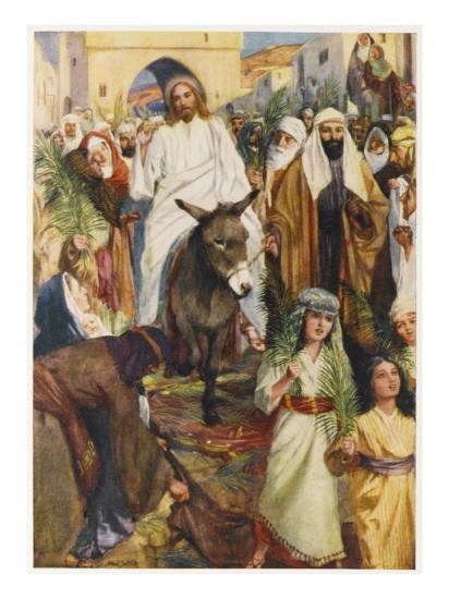 Jesus Riding A Donkey Enters Jerusalem Giclee Print