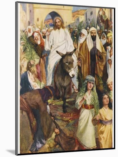 Jesus, Riding a Donkey, Enters Jerusalem-null-Mounted Photographic Print