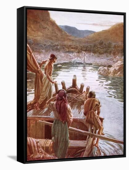 Jesus Showing Himself to Peter and Others by the Sea of Galilee-William Brassey Hole-Framed Stretched Canvas