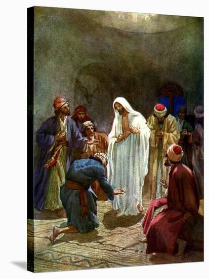 Jesus shows the disciples his wounds - Bible-William Brassey Hole-Stretched Canvas