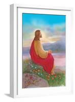 Jesus Sitting on a Rock Praying-Christo Monti-Framed Giclee Print