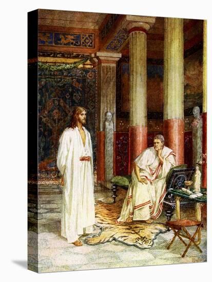 Jesus stands before Pilate - Bible-William Brassey Hole-Stretched Canvas