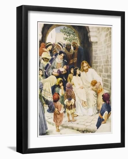 Jesus Suffers the Little Children to Come Unto Him-null-Framed Art Print