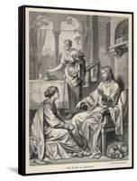 Jesus Talks with Mary While Martha Does Housework-Heinrich Hofmann-Framed Stretched Canvas