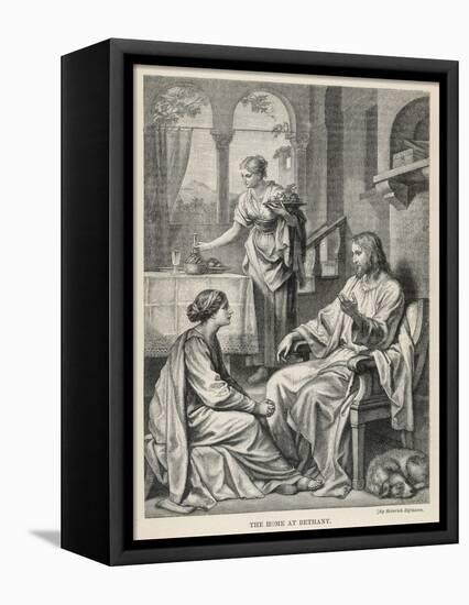 Jesus Talks with Mary While Martha Does Housework-Heinrich Hofmann-Framed Stretched Canvas