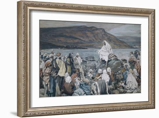 Jesus Teaching by the Seashore-James Tissot-Framed Giclee Print