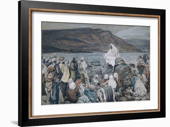 Jesus Teaching by the Seashore-James Tissot-Framed Giclee Print