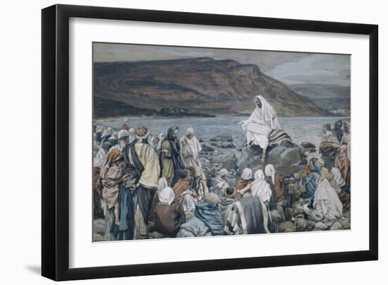 Jesus Teaching by the Seashore-James Tissot-Framed Giclee Print