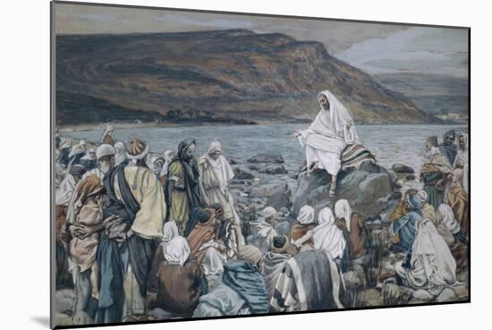 Jesus Teaching by the Seashore-James Tissot-Mounted Giclee Print