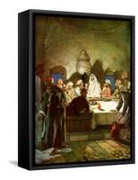 Jesus tells his disciples that he will be betrayed - Bible-William Brassey Hole-Framed Stretched Canvas
