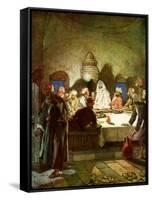 Jesus tells his disciples that he will be betrayed - Bible-William Brassey Hole-Framed Stretched Canvas